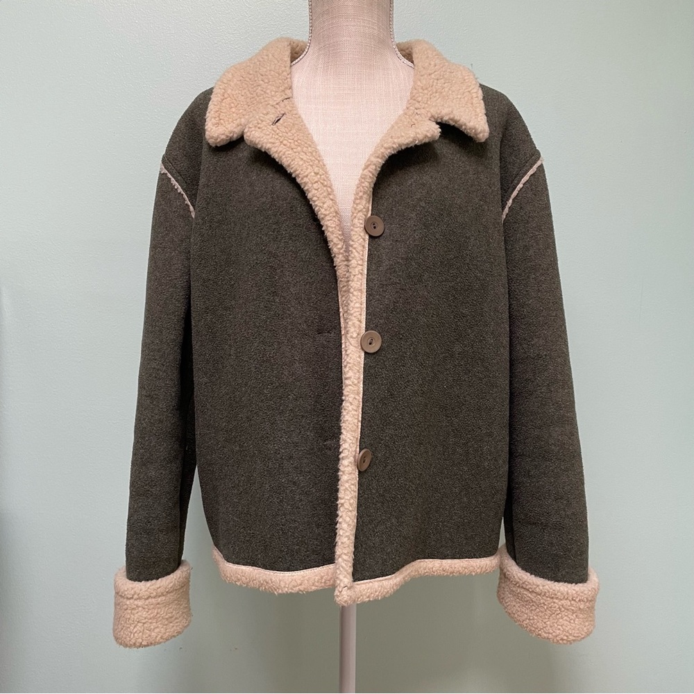 B.C. Clothing Grey Shearling Jacket Women’s Size L